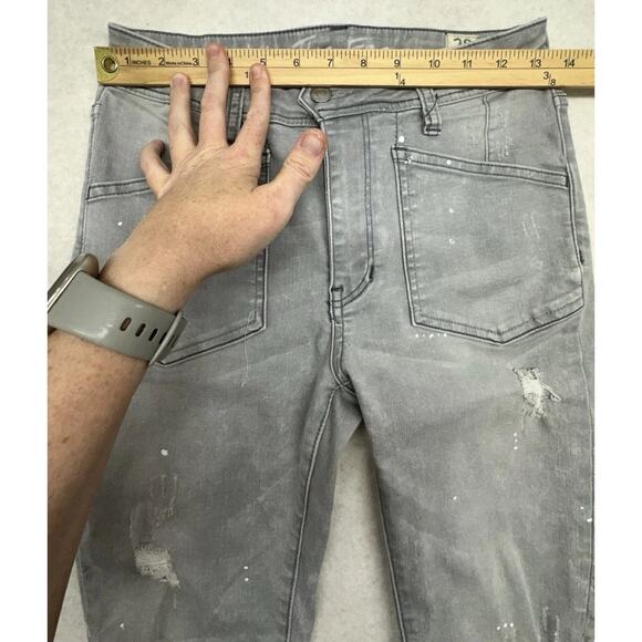 Free People We The Free Jeans Women 28 Gray Denim Paint Splatter Raw Hem Skinny - Picture 6 of 13